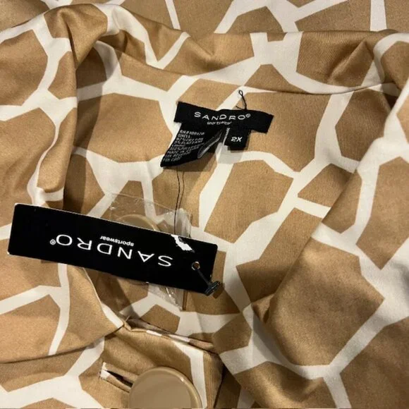 Sandro NWT Beige & White 3/4 Sleeve Jacket Size 2X - Picture 10 of 10